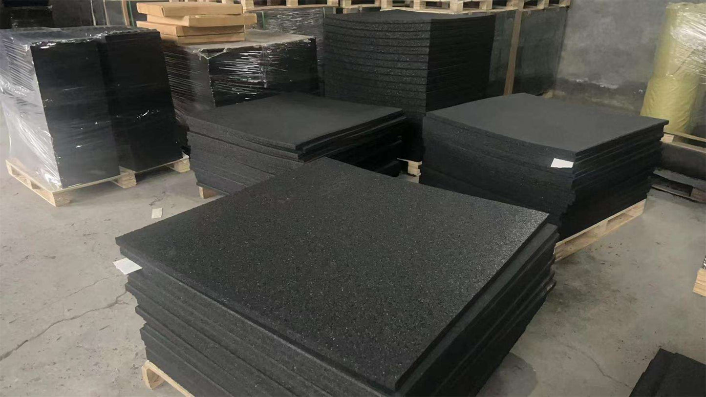 Protective Floor Outdoor Square Rubber Mat 10-50mm Black Surface
