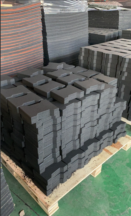 Interlocking Dog Bone Shape Rubber Flooring Tiles for Playground & Garden Walkway Custom Cutting & Moulding Services Available